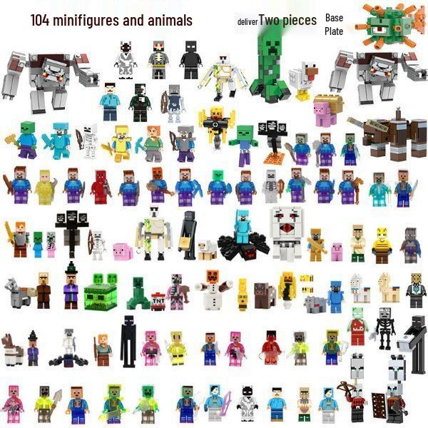 XL03 Compatible Building Blocks: 16 Figures Set - Creeper, Steve & Sword