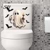 Autocollants de Couvercle de Siège de Toilette Halloween Accents de Maison Salle de Bain, Décor Festif Fantôme Squelette Fissure 3D Effrayante pour Invités Autocollants de Couvercle de Réservoir, Imperméable
