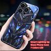 Sound-Activated LED Mech Armor Phone Case – Luminous Glass Cover for IPhone Samsung