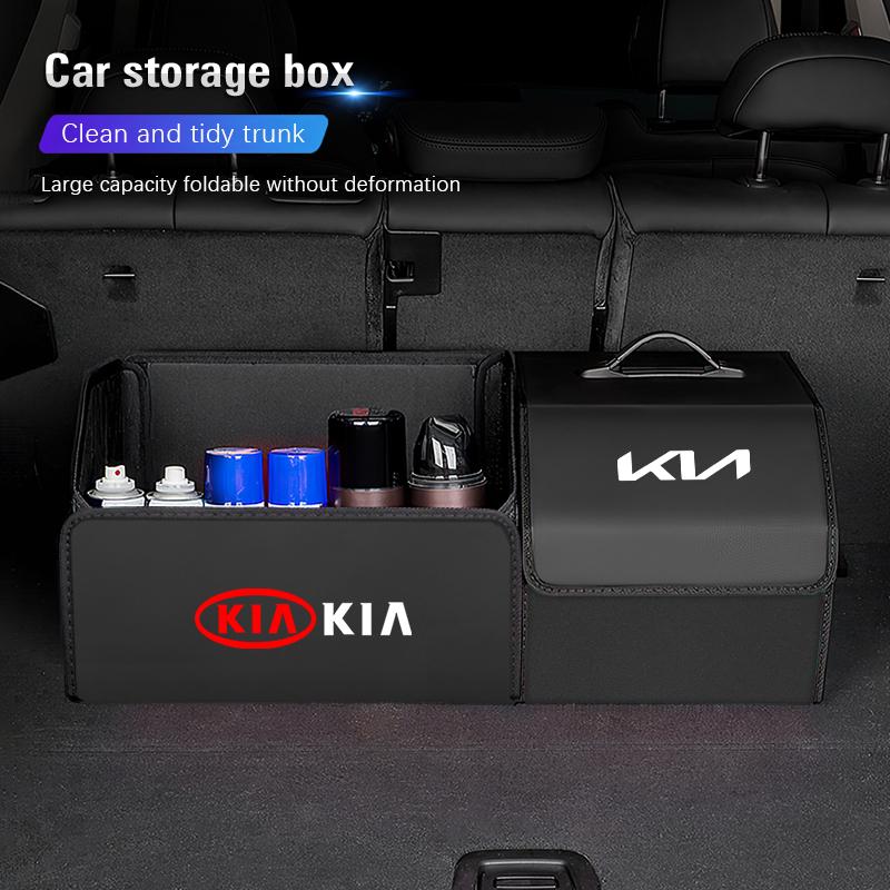Auto Logo Aufbewahrungsbox Multifunktionale Auto Kofferraum Sortierbox Für KIA EV6 Sorento Niro Sportage Ceed Picanto Stinger Borrego