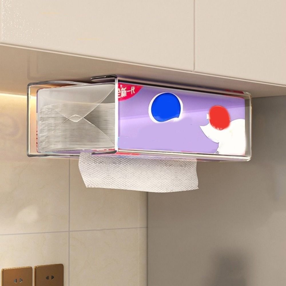 Plastic Refrigerator Tissue Box Punch Free Tissue Holder Practical Wet Wipe Storage Box  Bathroom