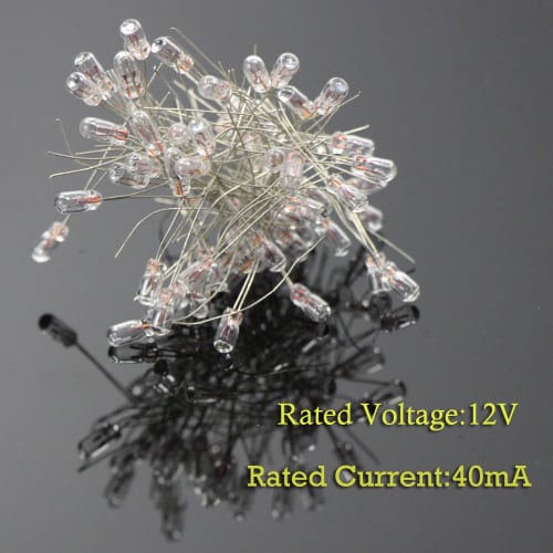 Pack of 100 2.5mm 12V Clear Wheat Bulbs, Compact, for Diorama Illumination, Model Trains, Railways, Buildings, and More (MP03W-100JP)