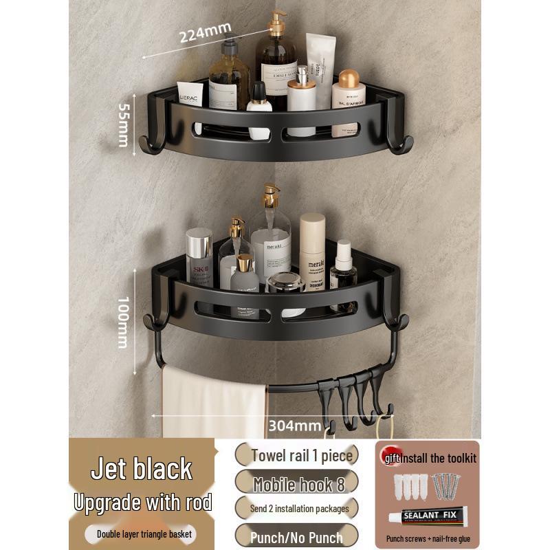 Punch-Free Wall-Mounted Bathroom Shower Corner Shelf