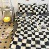 Black and White Plaid Duvet Cover Set Full Geometric Grid Bedding Set Soft Lattice Checkerd Comforter Cover with 2 Pillowcases