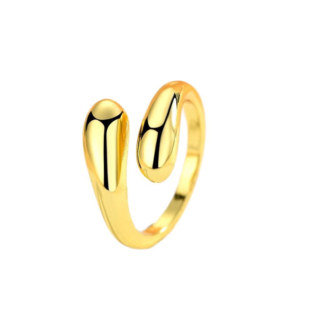 Cross Border New Product Gold Opening Adjustable Lightweight Luxury Ring Women Irregular Smooth Water Droplet