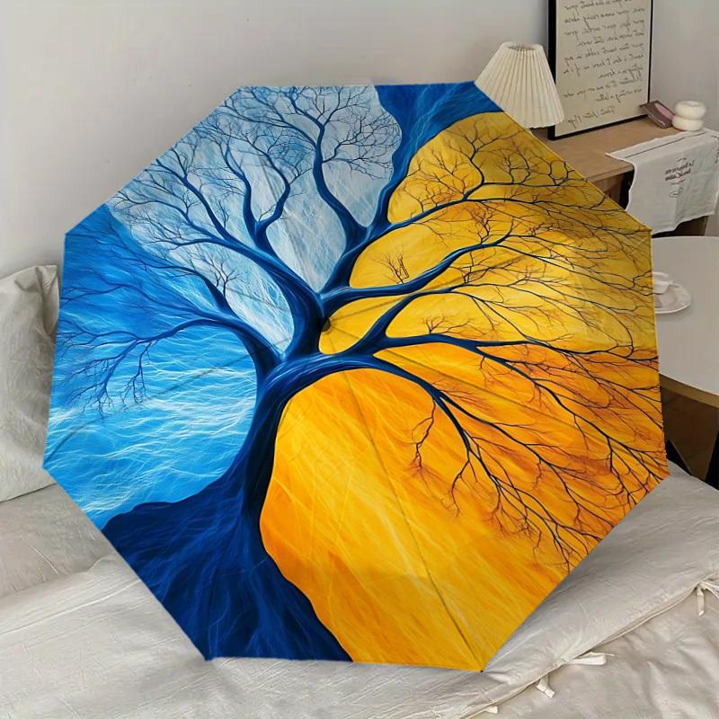 1pc tree of life Pattern Umbrella  Automatic Opening and Closing Umbrella, High quality Umbrella, Ideal Gift for Her 254