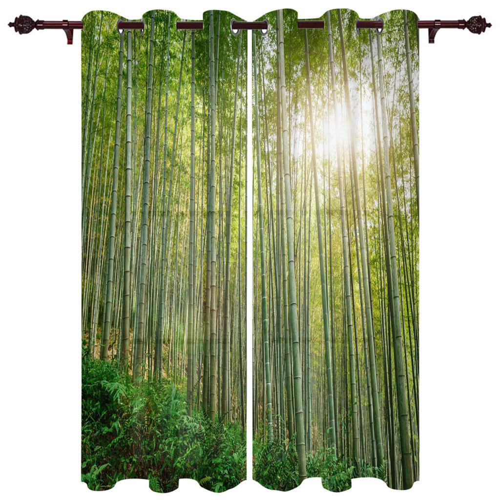 Gold Leaves on Black Background Window Curtain for Living Room Bedroom Home Decor Kitchen for Window Drapes