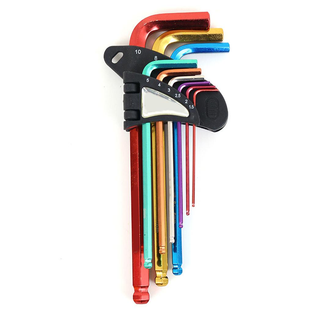 9Pcs Hex Wrench Star Key Ball End Metal Long Arm Metal Key Tool Set Kit for Repair