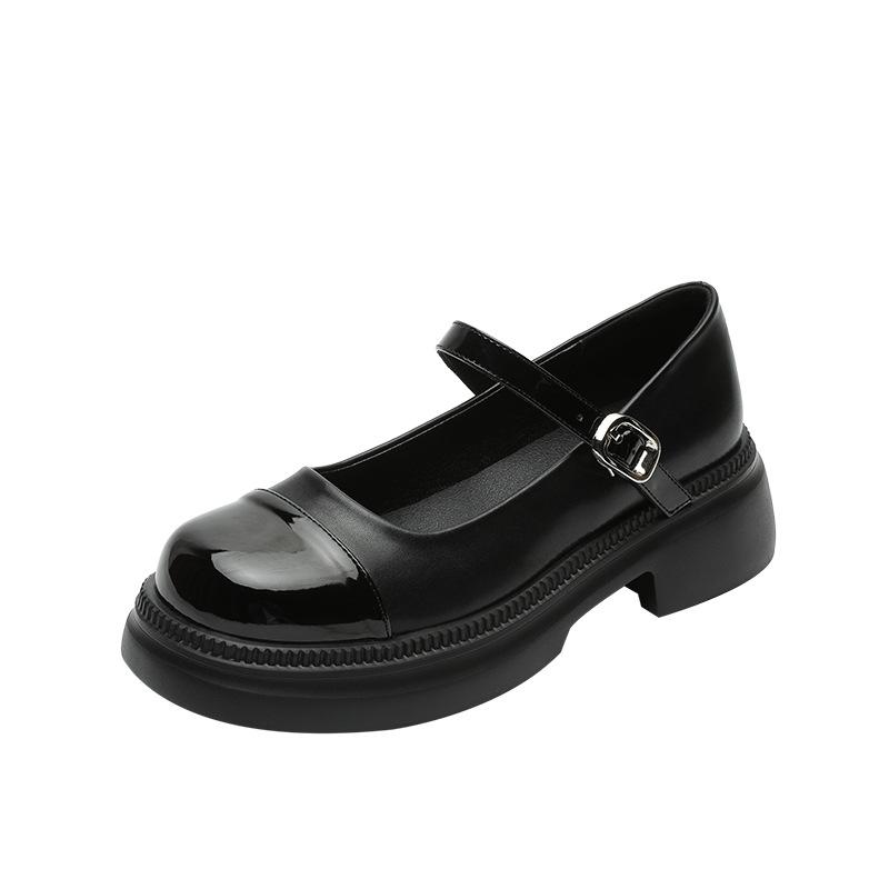 Mary Jane shoes small fragrant women's spring 2025 new light mouth retro color matching small leather shoes sweet thick heel women's single shoes