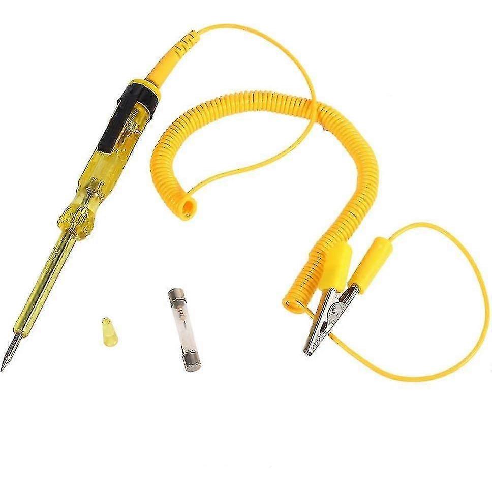 Automotive Circuit Tester, Test Light Probe With Indicator Light And Extended Spring Wire, Dc 6v 12v 24v Light Bulb Voltage Test Pen(yellow)
