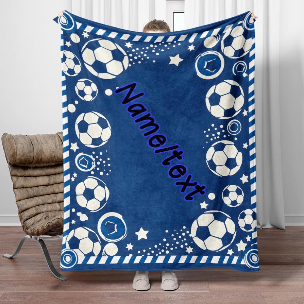 Customizable Boys' Soccer Blanket, 1 Piece, Lightweight Flannel Shawl, Suitable For Sofa Beds, Travel Camping, Living Rooms