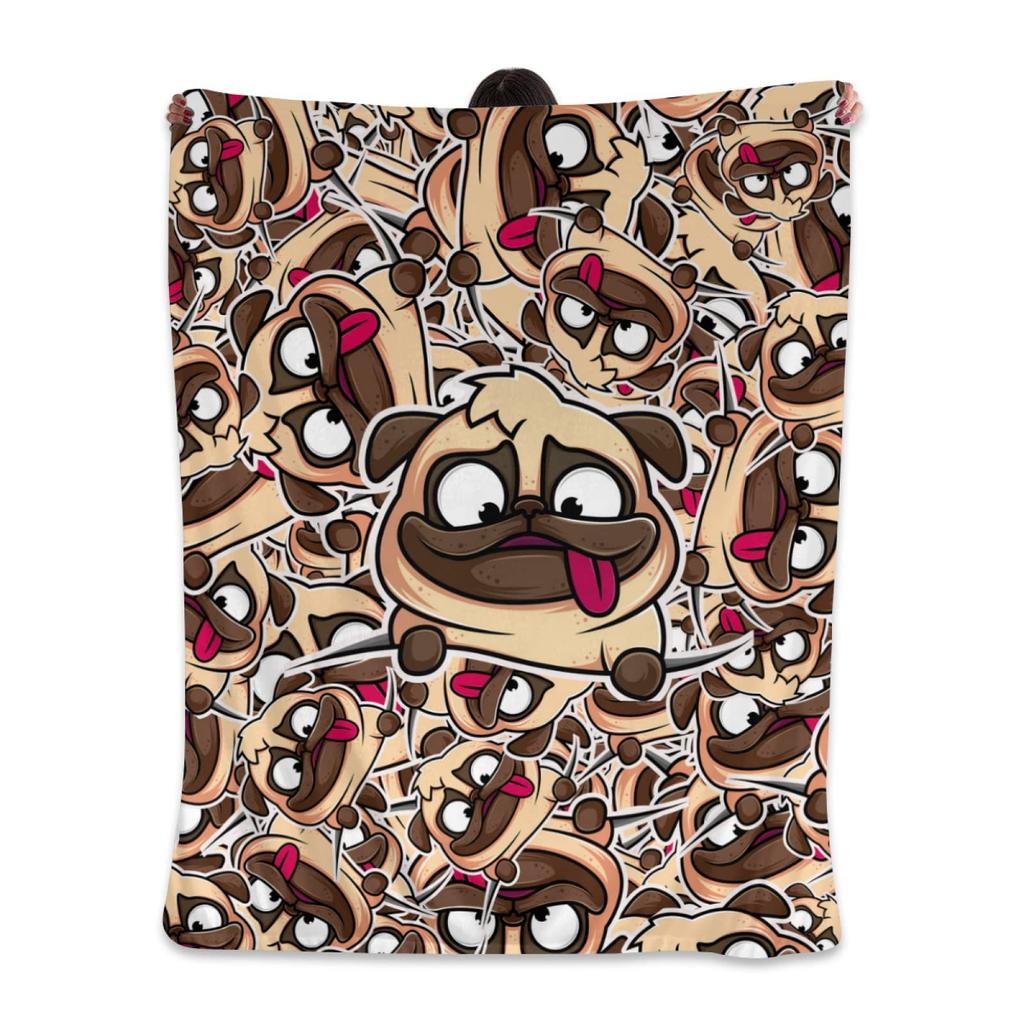 Colored Pug Fun Puppy Ultra Soft Lightweight Flannel Sofa Bed Blanket