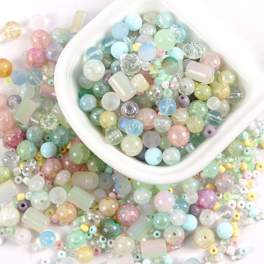 20G Perline di Vetro Miste Perline Rotonde Filo di Perline Materiale per Braccialetti Collane Ciondoli Borsa Accessori Boemo