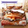 Tiger Fox Art Pattern Bedding Quilt Set Quilt Cover Pillowcase Home Decoration Gift (1 * Duvet Cover + 2 * Pillowcase, Without Core)