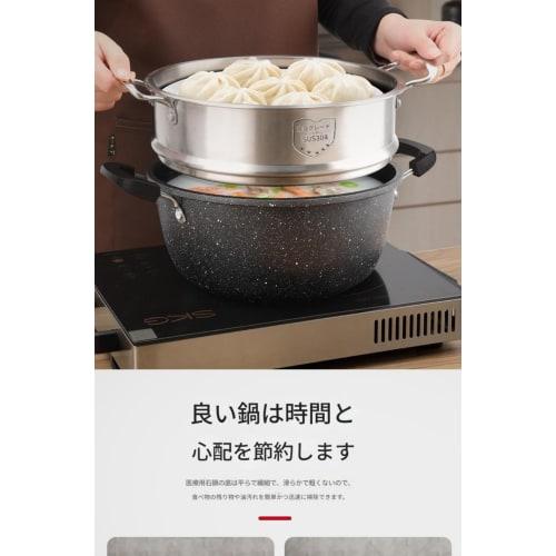 Two-handled Pot with Lid, Gas/induction Compatible, Glass Lid, Diamond-coated, Long-lasting, Non-stick, Easy To Clean, Black, Induction Compatible, Ta