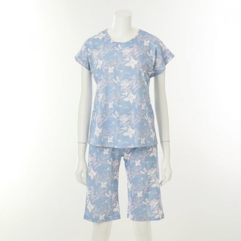 Venus Nylon Spandex White Floral Print Women S Loungewear Set vepS103S