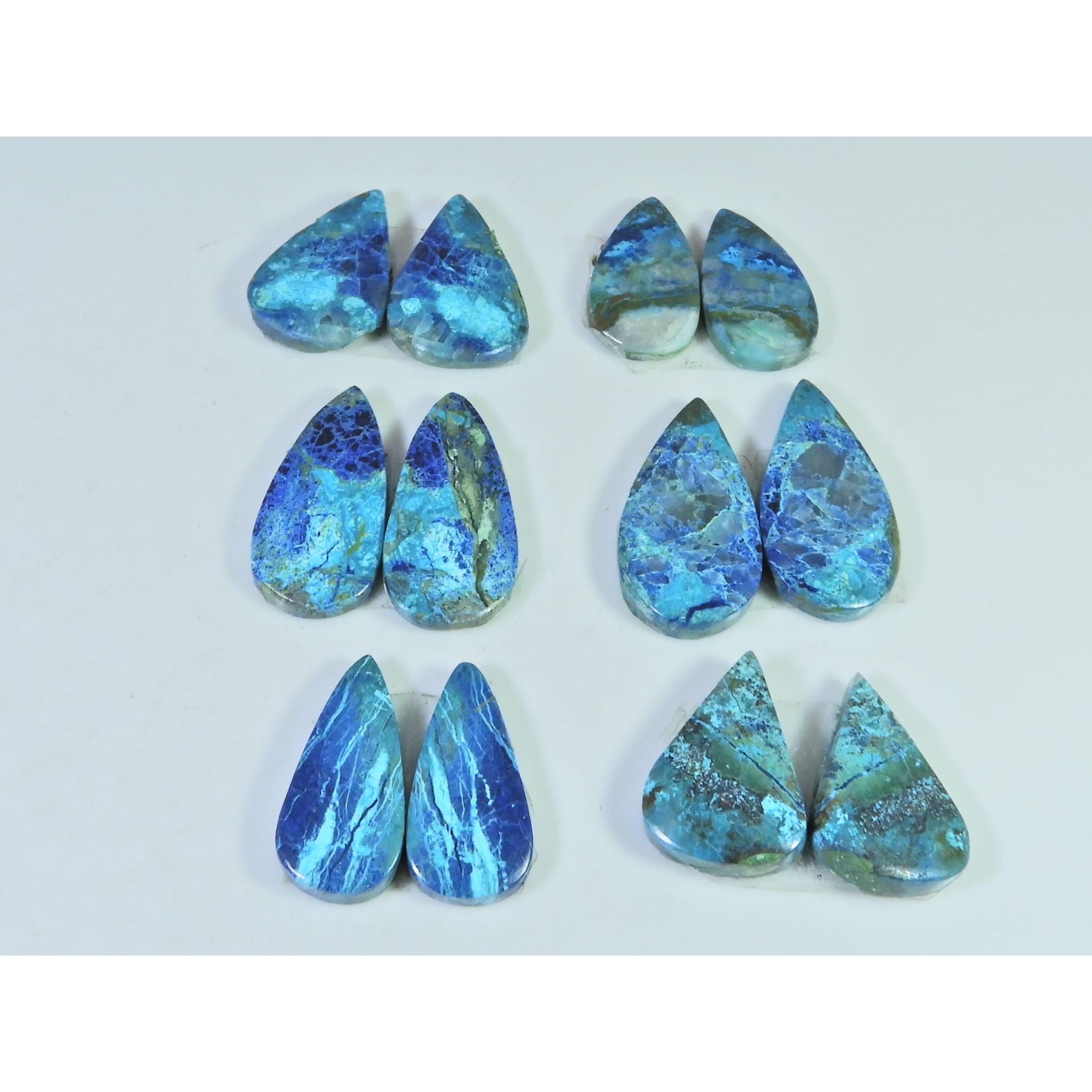 153Cts. Natural Shattuckite Matched Pair Pear Cabochon Gemstone 06Pair Lot C-1452