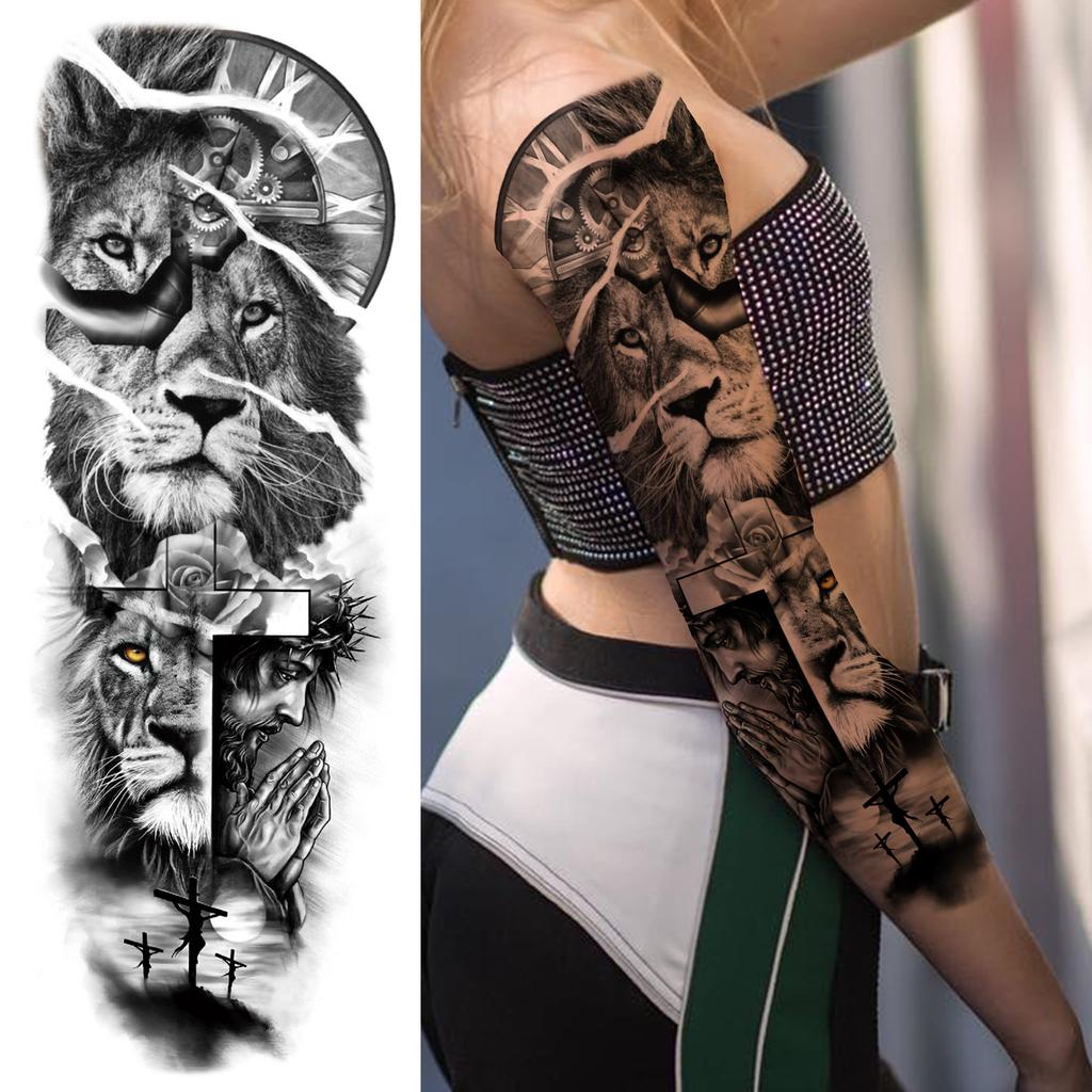 1 Blatt Stammestotem Vollarm Temporäre Tattoos Für Frauen Männer Fake Ärmel Maori Tattoo Aufkleber Körperkunst Zeichnung Oberschenkel Bein Groß