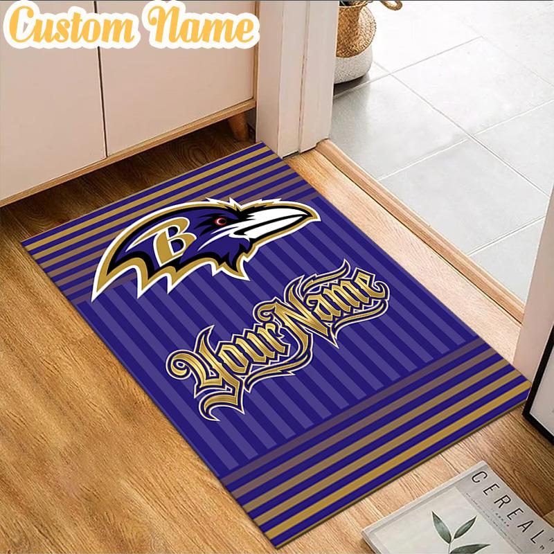 Custom Name football Ravens Logo  Rug, Office Rug, Chair Rug, Carpet for Living Rooms, Doormat Game Rug Home Decor Christmas Gifts
