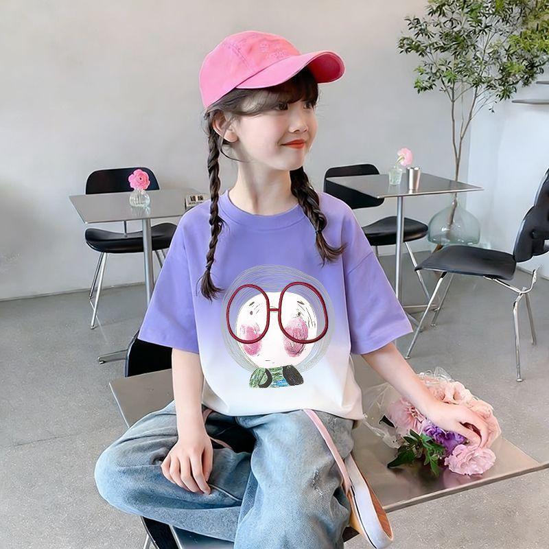 Girl's Cartoon 3D Printed Short Sleeved T-shirt Summer Cute Girl Sweet Top
