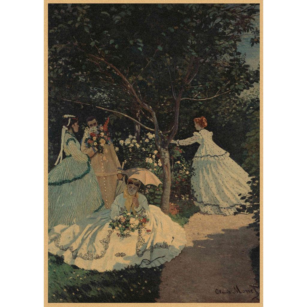 Monet Oil Painting Retro Kraft Paper Poster for Restaurant, Bar, Cafe Wall Decor
