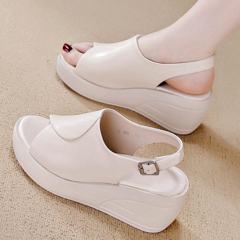 

Roman sandals women s summer 2025 new fashion wedge heel fish mouth women s shoes soft sole fish mouth thick sole muffin shoes 41