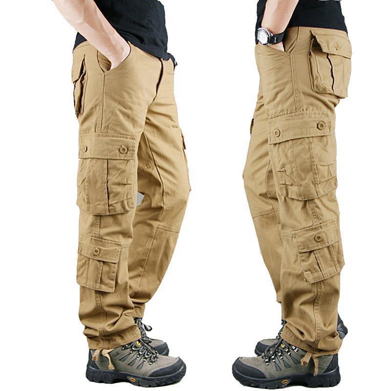 

Men s Multi Pocket Cargo Pants Straight Leg Loose Fit Spring Autumn Summer Pure Casual Long Pants 29