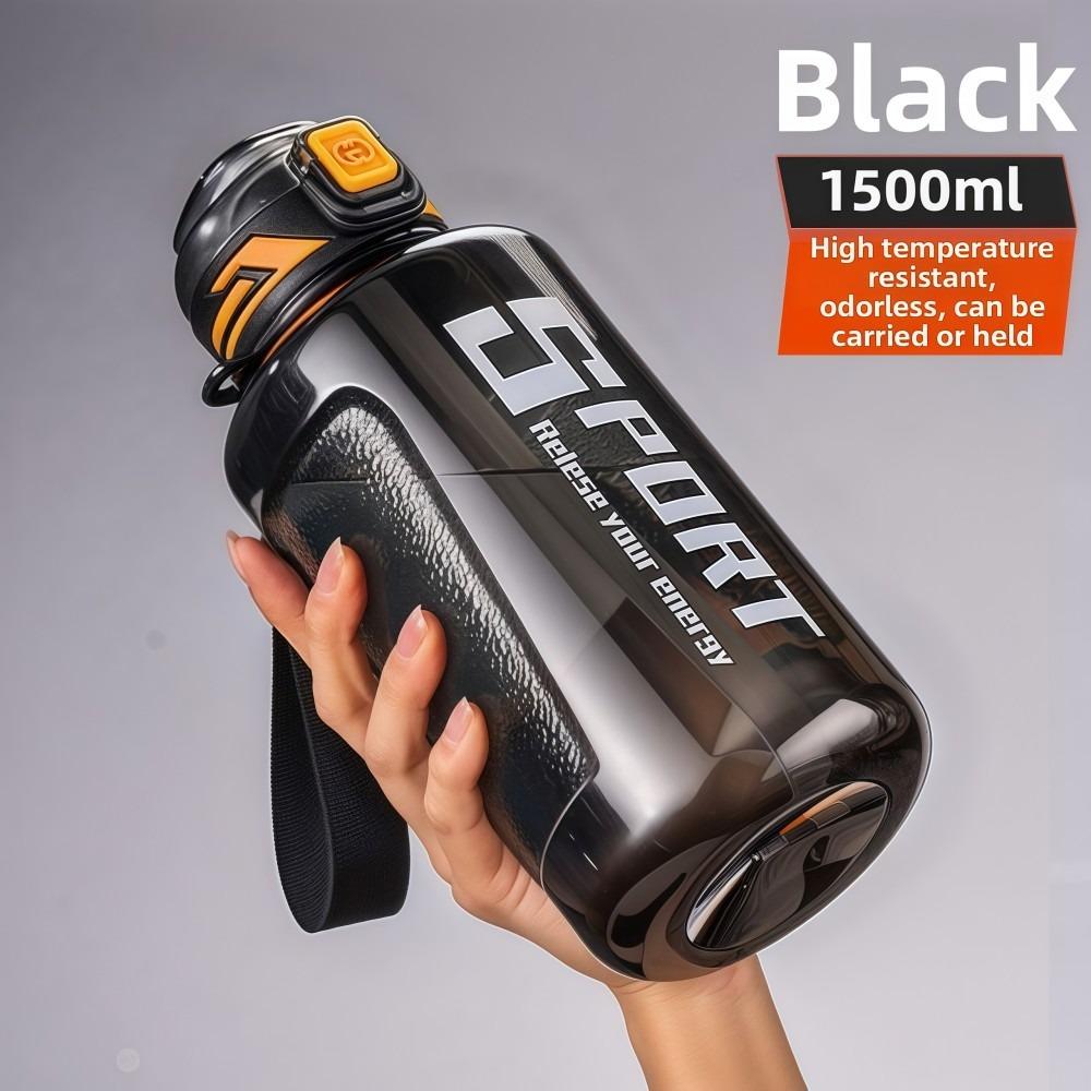 1000ml/1500ml Sports Water Bottle Large Capacity LeakProof Drinking Bottles with Straw Plastic Fitness Water Bottle