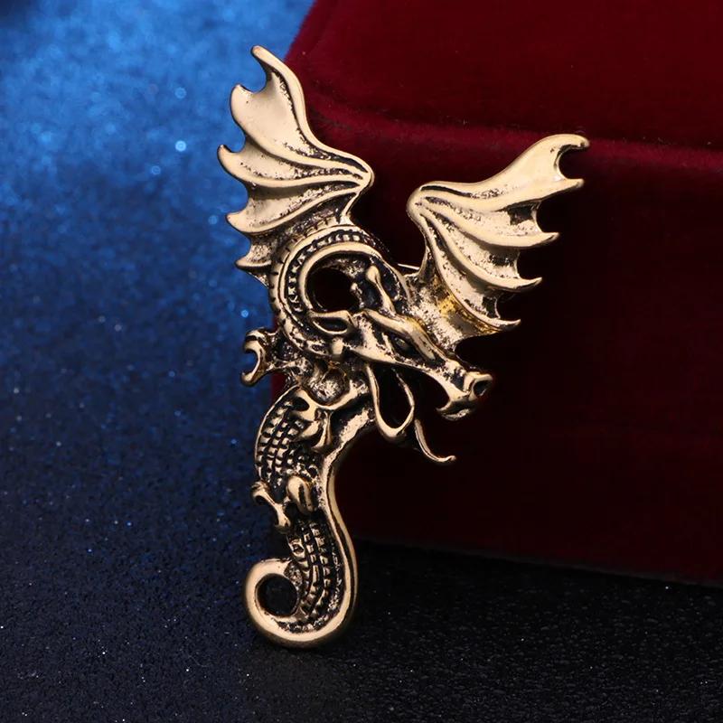 

New Vintage Animal Dragon Brooch Pin Metal Wings Corsage Men s Suit Shirt Lapel Pin Badge Fashion Jewelry Accessories
