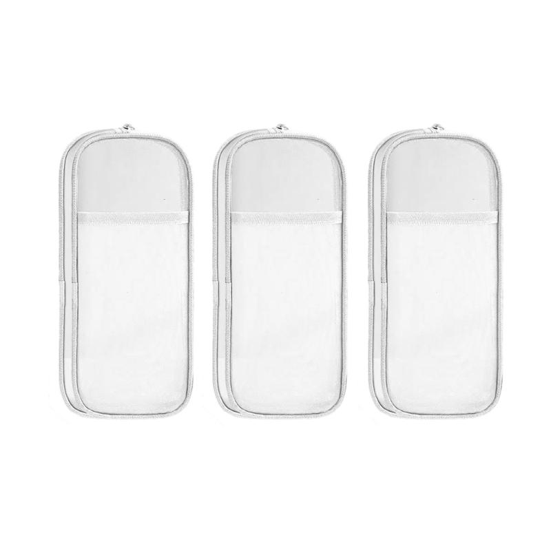 

3Pcs Clear Mesh Pencil Bag Pencil Case Double Layer Pen Storage Box Portable Pen Organizers Clear Colored Pencil Case белый
