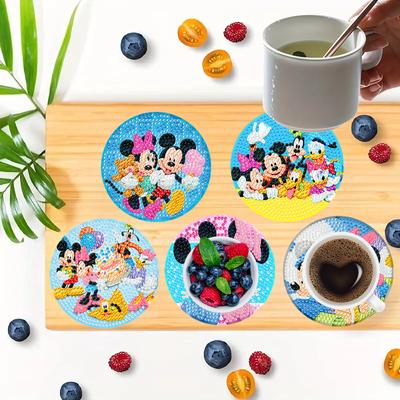 8pcs/Set Friend Theme DIY Diamond Painting Coasters with Holder Anti Slip Wood Drip Mats Crystal Rhinestones Diamond Art Coasters for Adults