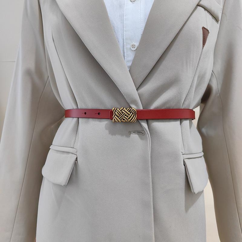 Womens Belt Leather With Classic Silver Buckle For Daily Office Gift Attire