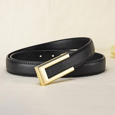 Leather Ladies Premium Cowhide Belt Dress Decorative Smooth Buckle Belt