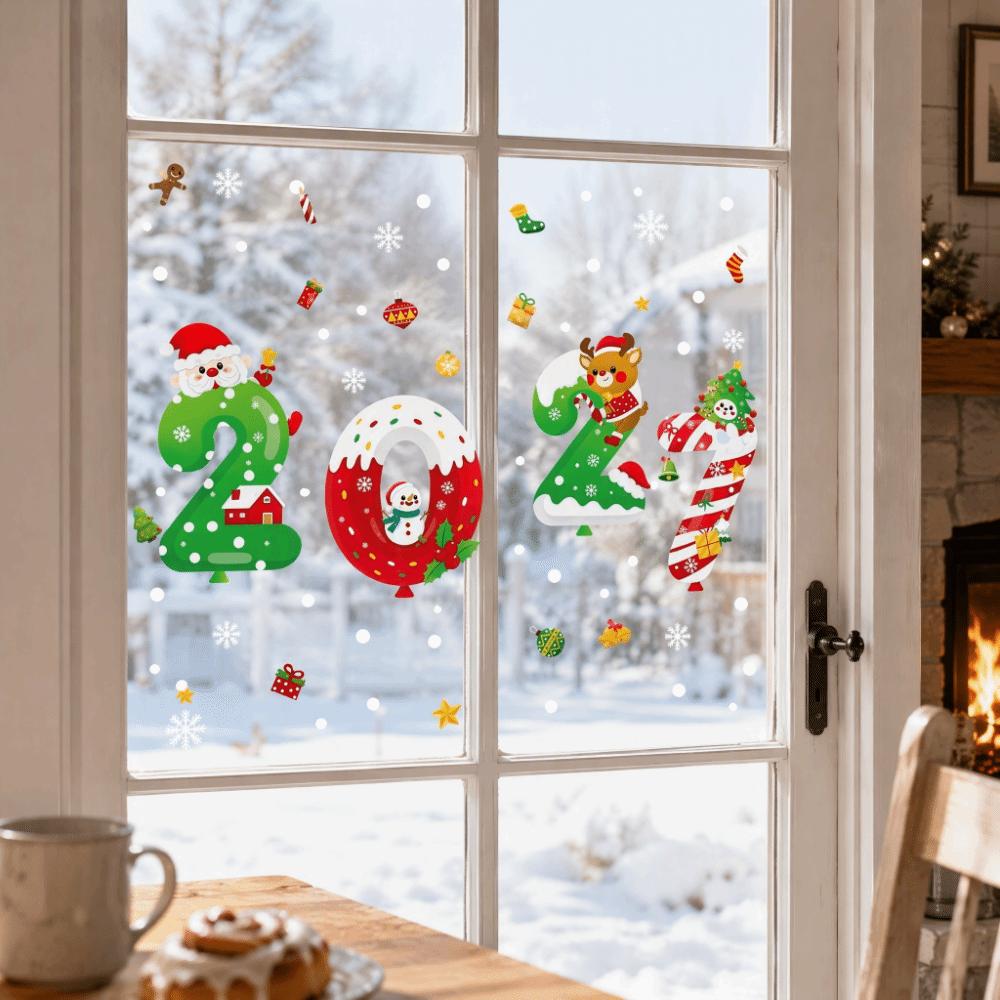 Removable Static 2027 Static Cling Decal DIY Xmas Party Door Stickers  Window Decoration