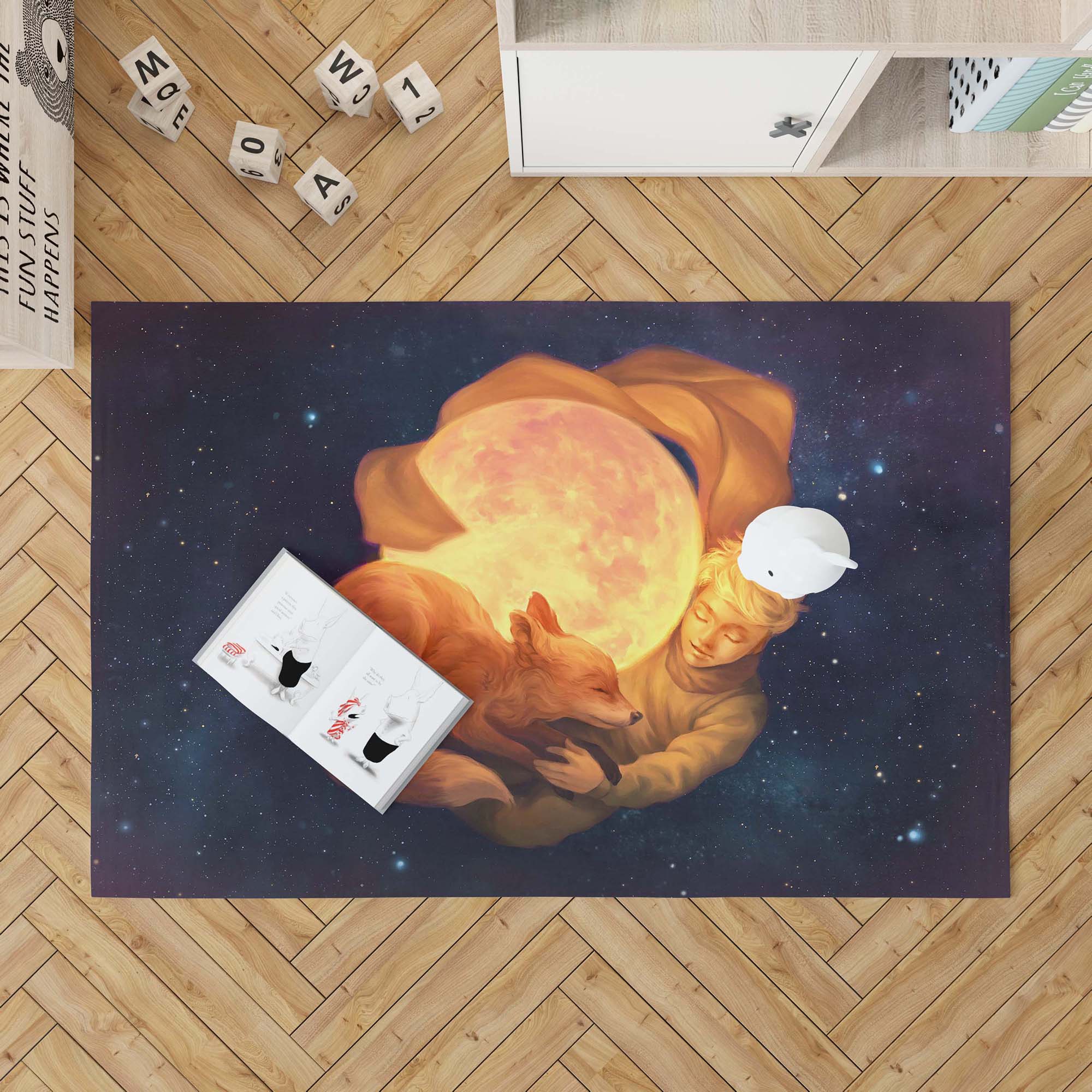 

Декоративный современный тонкий устойчивый к пятнам маленький принц узорчатый забавный моющийся хлопковый машинный тканый коврик для детей 40 x 60 cm