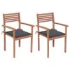 Day and Night - Day and Night Garden Chairs 2 Units Anthracite Gray Teak Wood Cushions