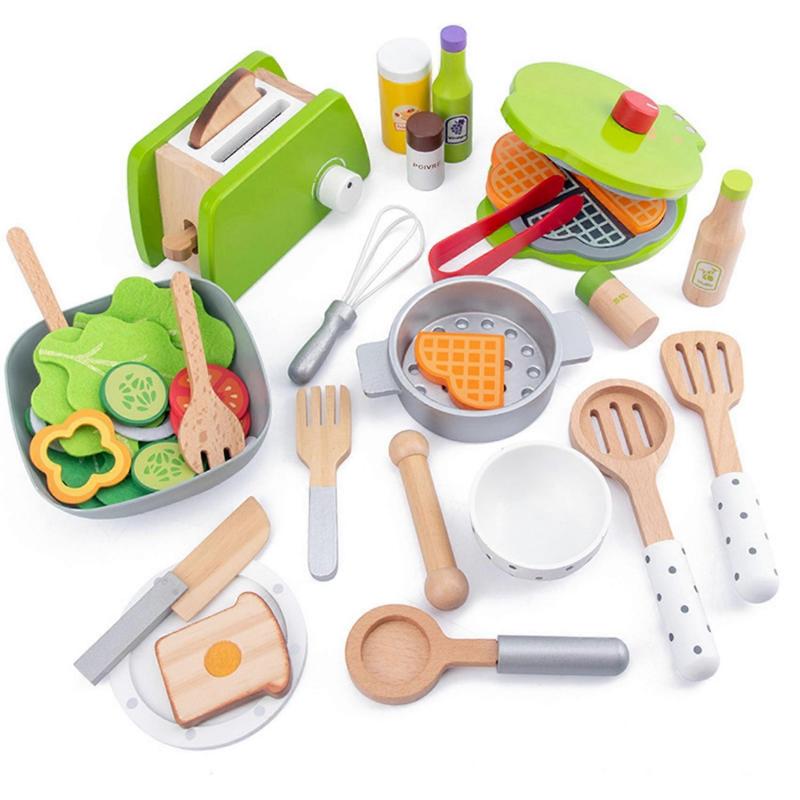 Children Kitchen Toys DIY Cooking Pretend Play Simulation Wooden Kitchen Food Toys for Kids Toy Set - Kitchen Tools