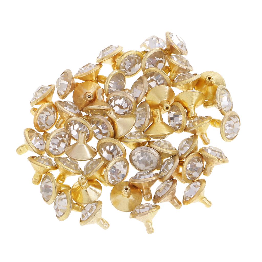 50 Stück Strass-Nieten, Nieten, Knöpfe zum Nähen, Basteln, 7 mm, Silber