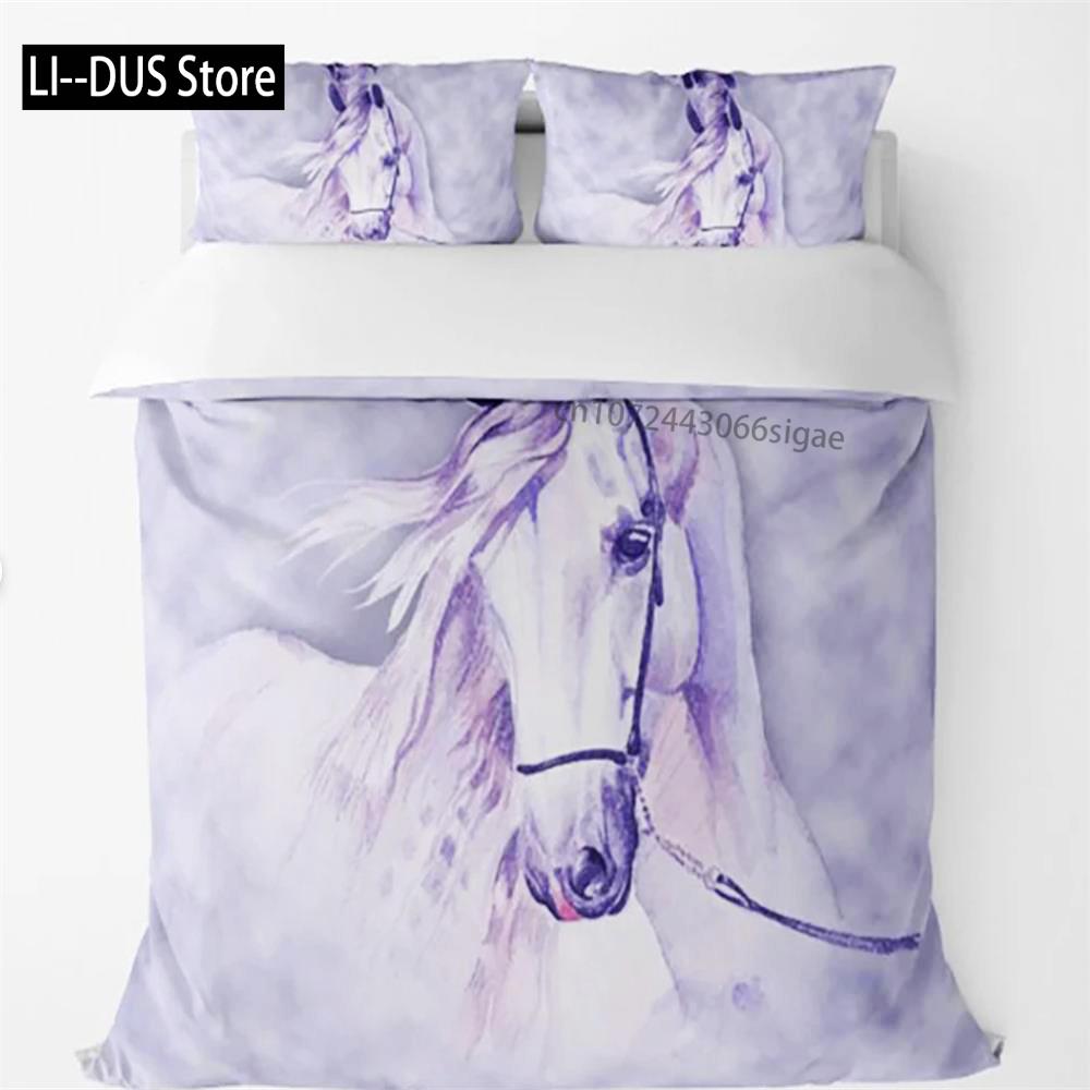 

Comforter Moonbeam Horse Design W S Chinese Botanical Floral Nature Single Double Full Queen King Comforter (quilt)-EU Single(135*200cm)3pcs