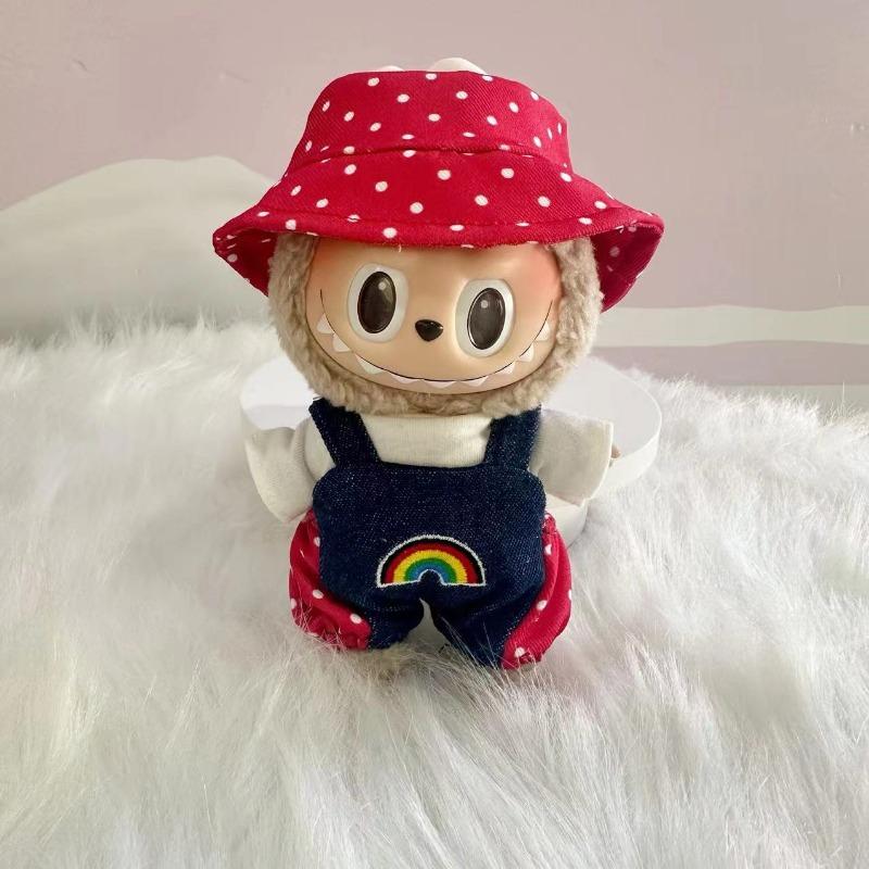 Only clothes]For  Pendant Pull Cloth Doll for the First and Second Generation Blind Box For  LABUBU Clothes Bear Suspenders Pants Suit