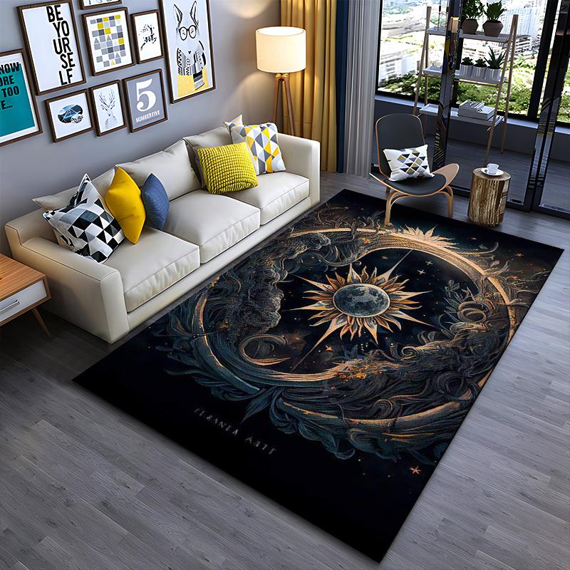 

Mysterious Universe Rug, Moon and Stars Decor Suitable for use as an anti-slip game mat for living room and bedroom sofas 40x60cm( 15x23in )