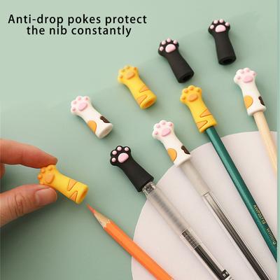 6 pezzi di tappi per matite in silicone a forma di artiglio di gatto, a prova di masticazione, per bambini e studenti