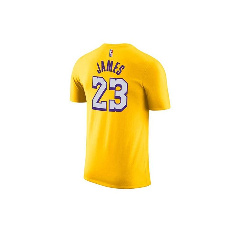 Nike NBA Lakers Basketball Sports Short Sleeve LeBron James 23 Yellow Men's BV8795-705