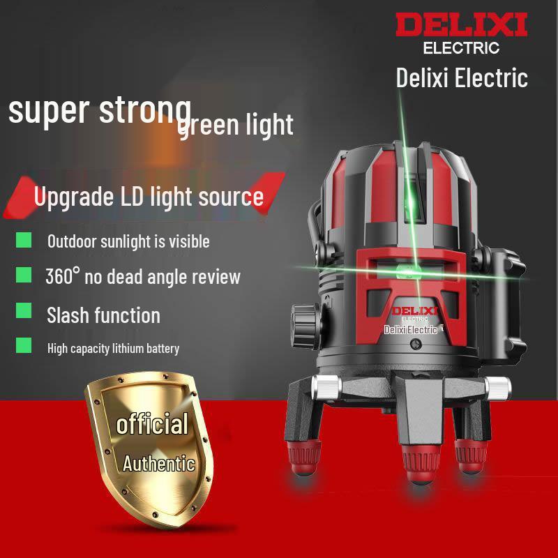 Delixi High-Precision Green Light Level Tool – Automatic Infrared Outdoor Construction Instrument