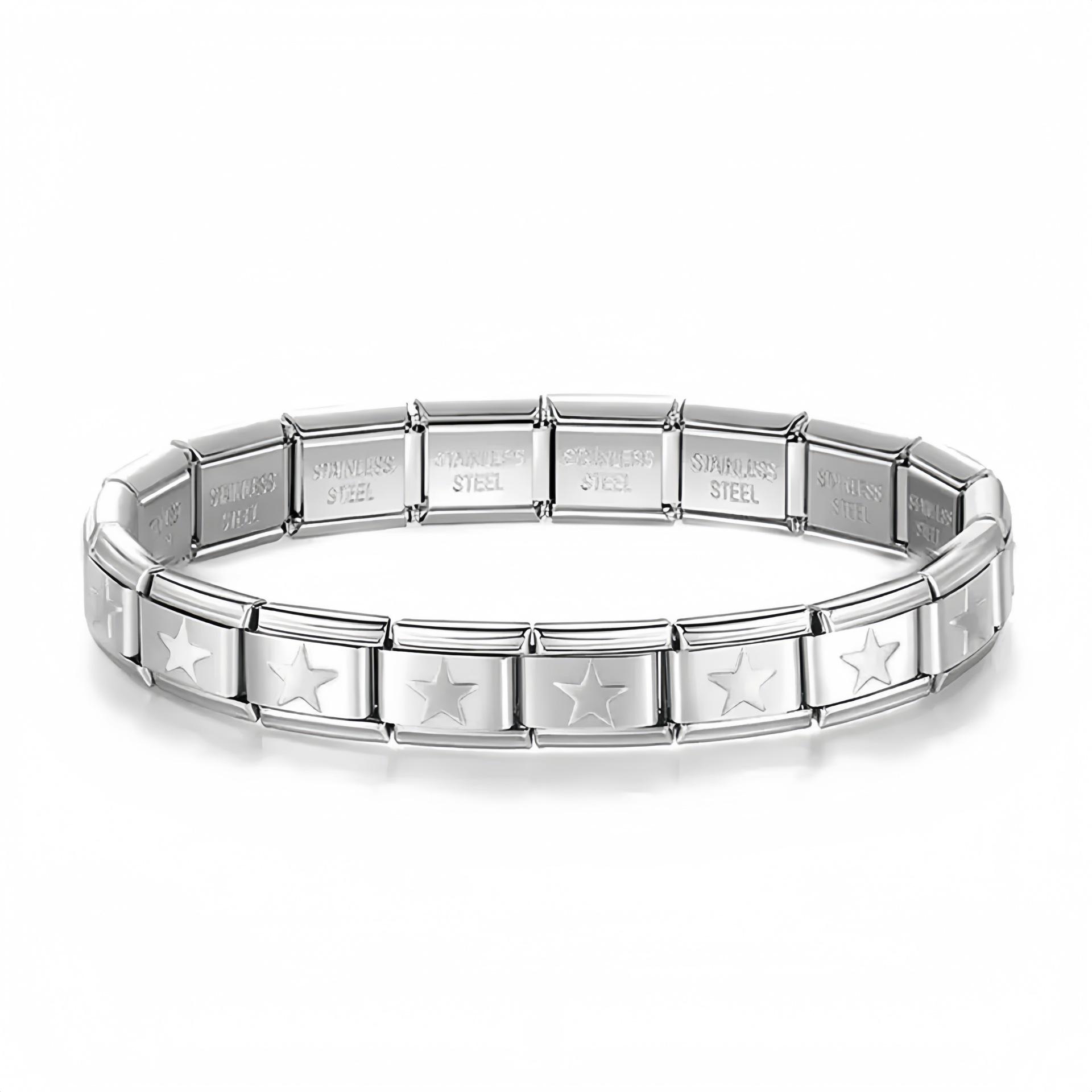 Популярный итальянский модульный эластичный браслет-ремешок из нержавеющей стали в форме сердца