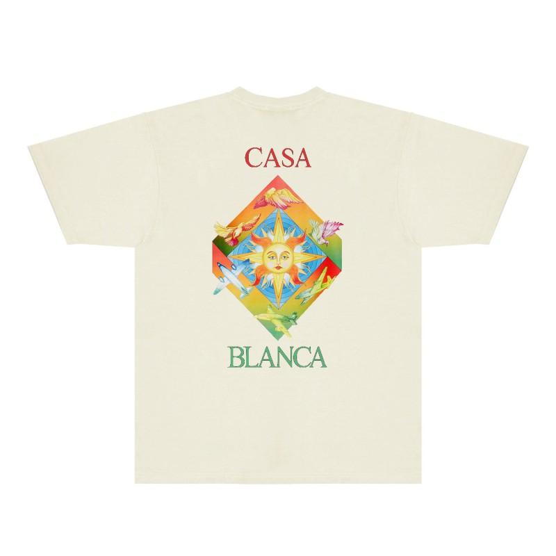 CASA Casablanca Short Sleeve T Shirt Couples Star Castle Letter Print Casual Loose Fit