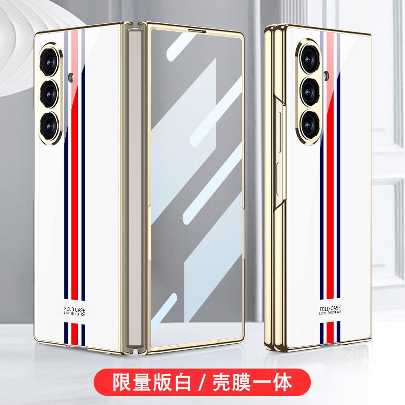 Luxury Plating Painted Glass Case for Samsung Galaxy Z Fold 7 6 Back Screen Glass Protective Cover for Galaxy Z Fold7 Case