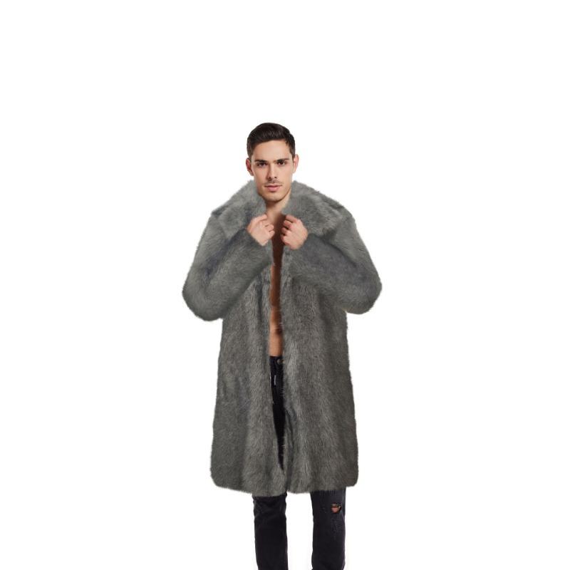 Herrenimitatpelzmantel Herbst und Winter neu Herrenimitatpelz langer Mantel Mantel Herren beliebtes Imitat