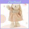 Longear Rabbit Stuffed Animal Cushion With Checkered Dress And Bow Decoration For Relaxation And Home Decor