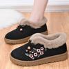Winter Women's Thickened Warm Casual Shoes Flat Embroidered Cotton Boots